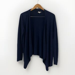 Eileen Fisher Navy Blue Organic Linen Cotton Open Cardigan